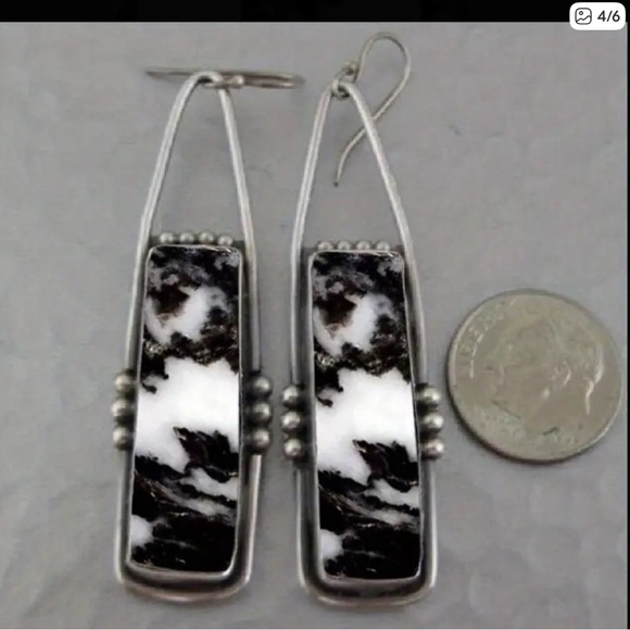 Art Deco Black&White Mosaic Rectangle Earrings NWT - Picture 4 of 7